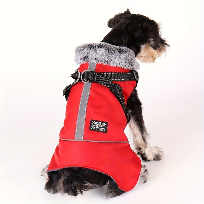 1pc Dog Coat Winter Jacket With Reflective Strap